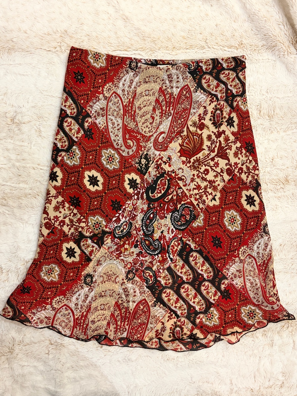 Vintage Y2K Handkerchief Hem Patchwork Paisley Skirt Fairycore Boho Euro Summer